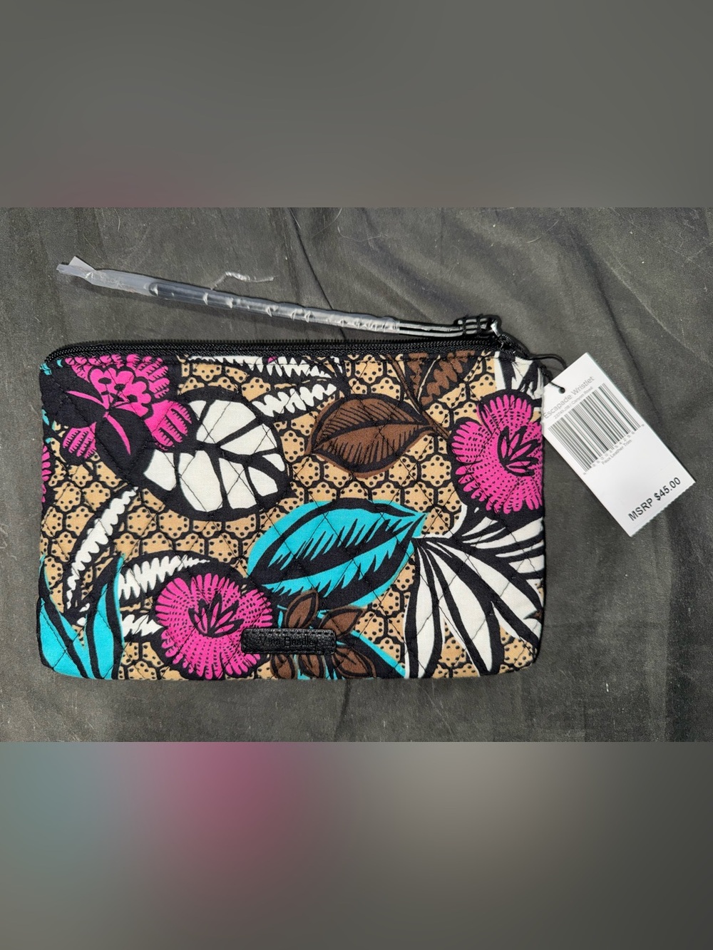 Vera Bradley Floral Printed Wristlet Pouch - Pink, Turquoise & Brown